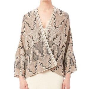 Free People Tan and Black Wrap Cardigan